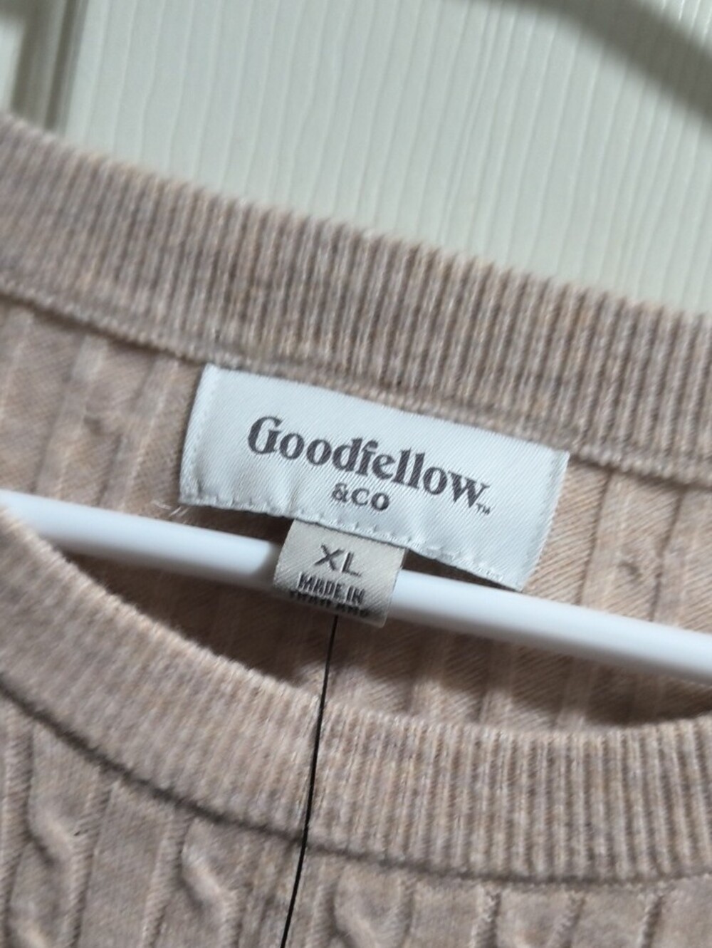 Goodfellow & Co Light Beige Cable Knit Crewneck Sweater - Picture 4 of 4
